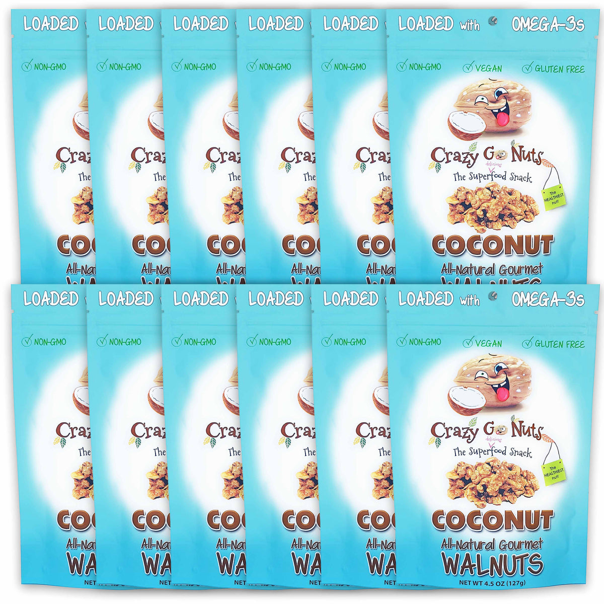 4.5 oz. Coconut Walnut Snacks CASE OF 12 – Crazy Go Nuts Walnuts