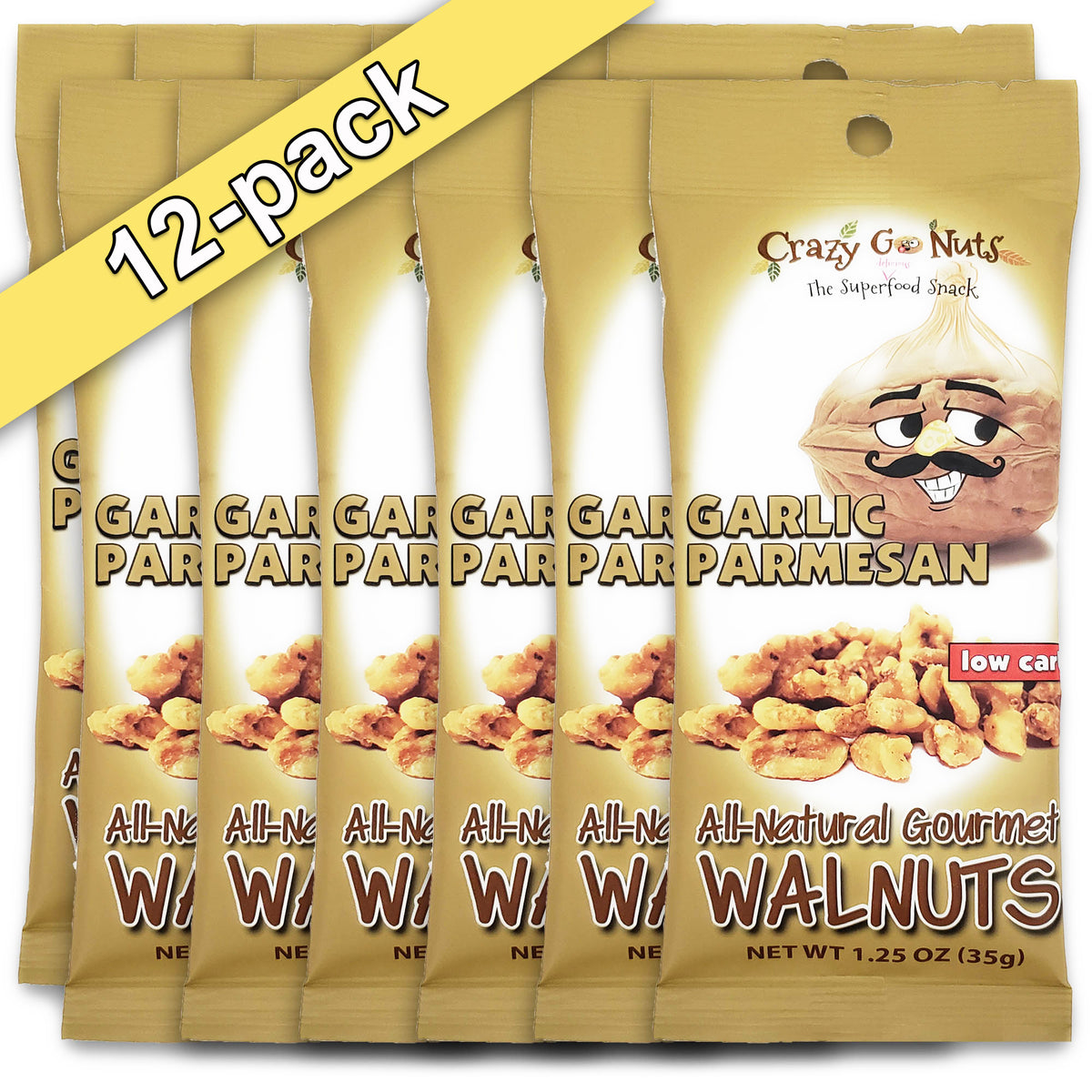 1.25 oz. Garlic Parmesan Walnut Snacks – Crazy Go Nuts Walnuts