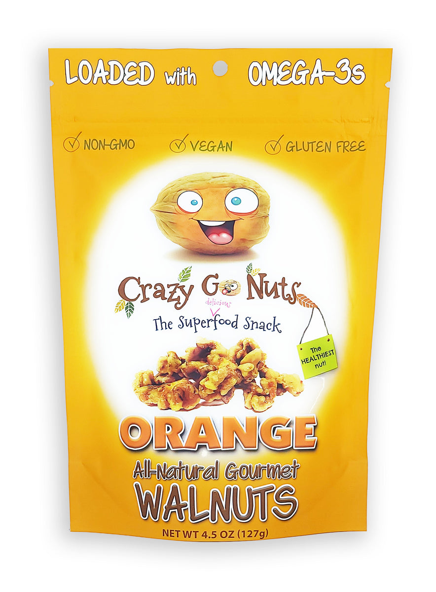 4.5 oz. Orange Walnut Snacks – Crazy Go Nuts Walnuts