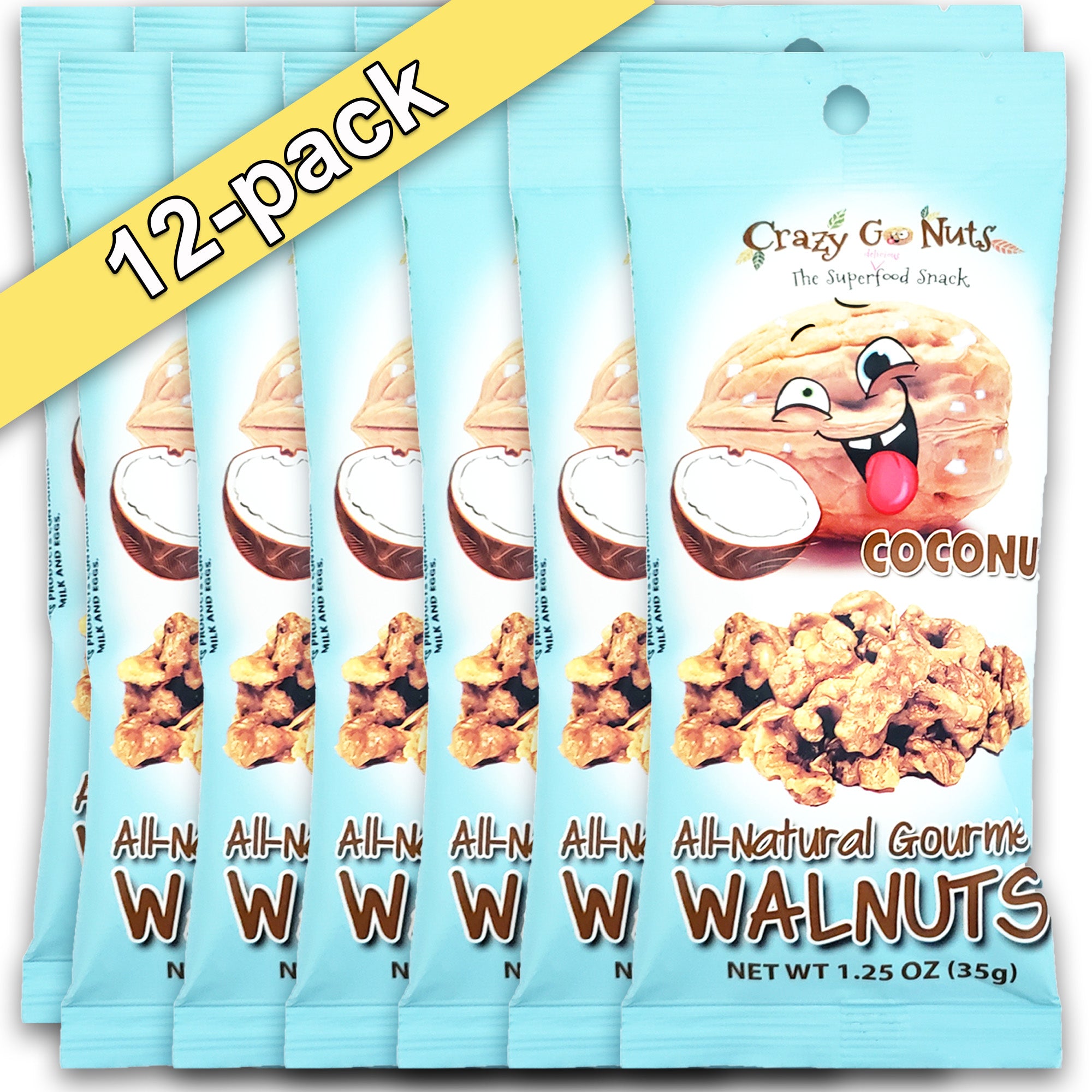 12 bags of coconut coated walnut snacks