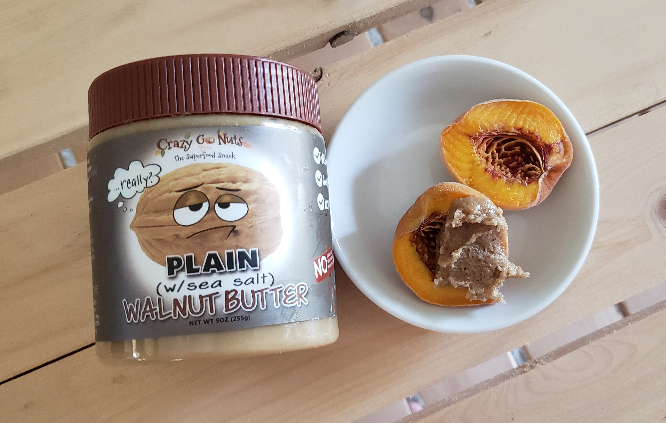 walnut  butter paired with a peach