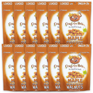 12 bags of maple coated walnut snacks