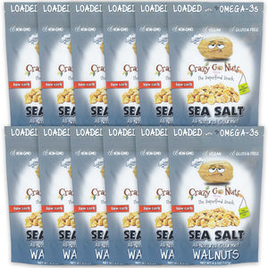 12 bags of sea salt coated walnut snacks